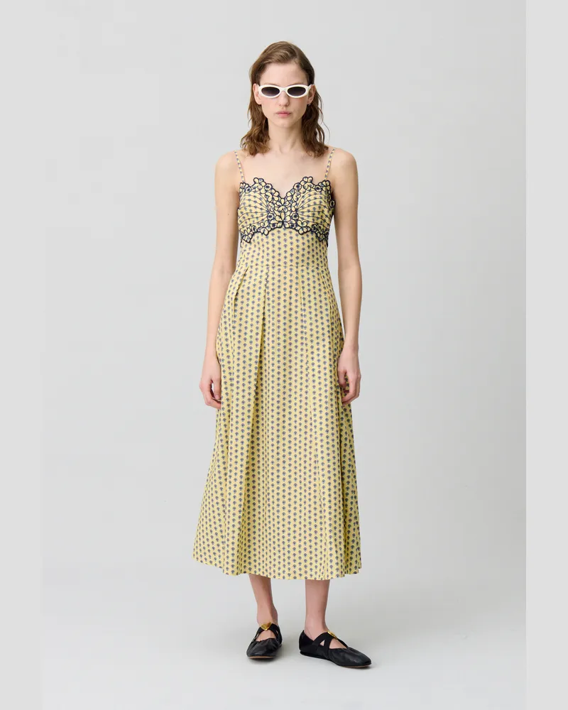 Claudie Pierlot Langes Kleid mit tiefem Ausschnitt Heller