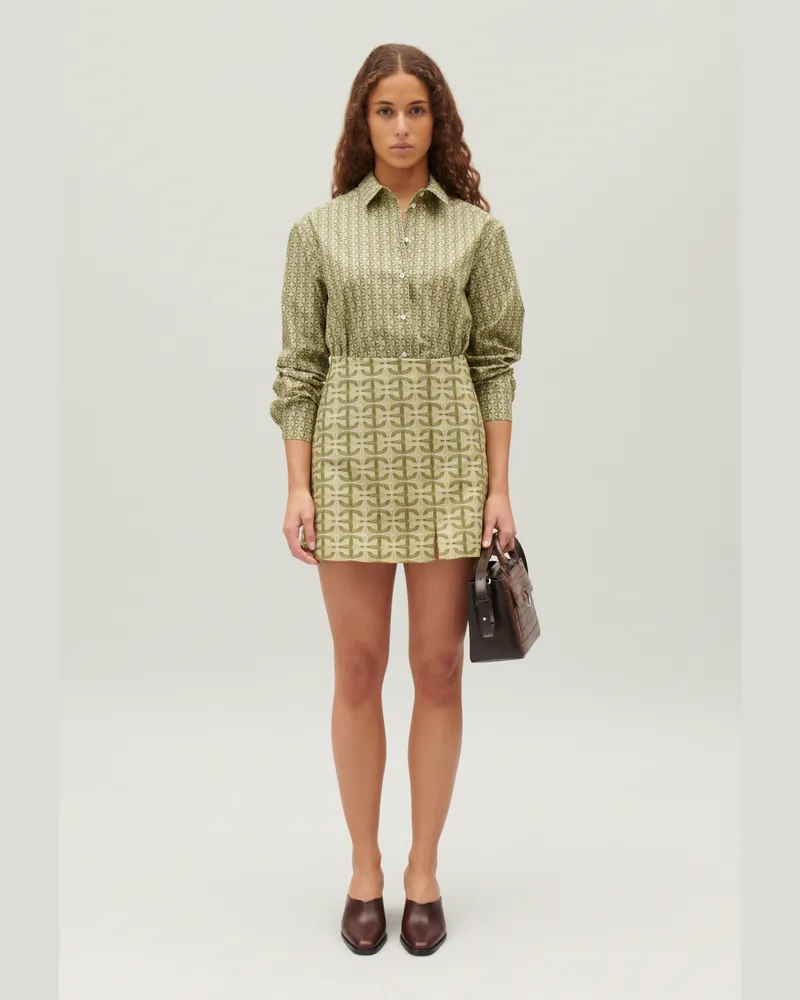 Claudie Pierlot Kurzer Trapez-Rock mit Monogramm Dunkler