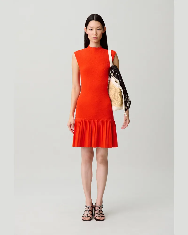 Claudie Pierlot Plissiertes Strickkleid Tangerine