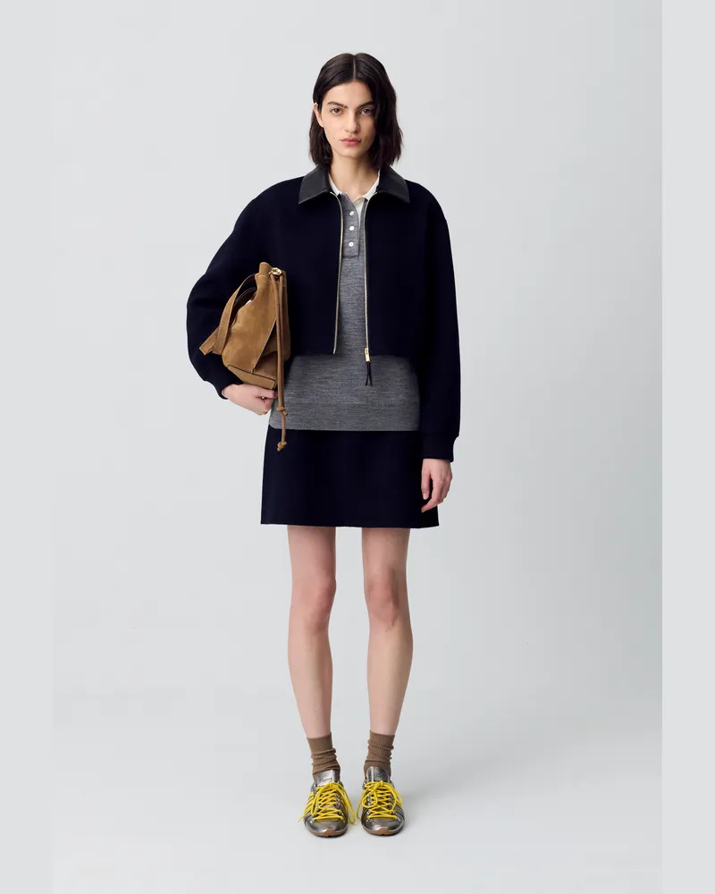 Claudie Pierlot Kurzer, gerader Wollrock Marine