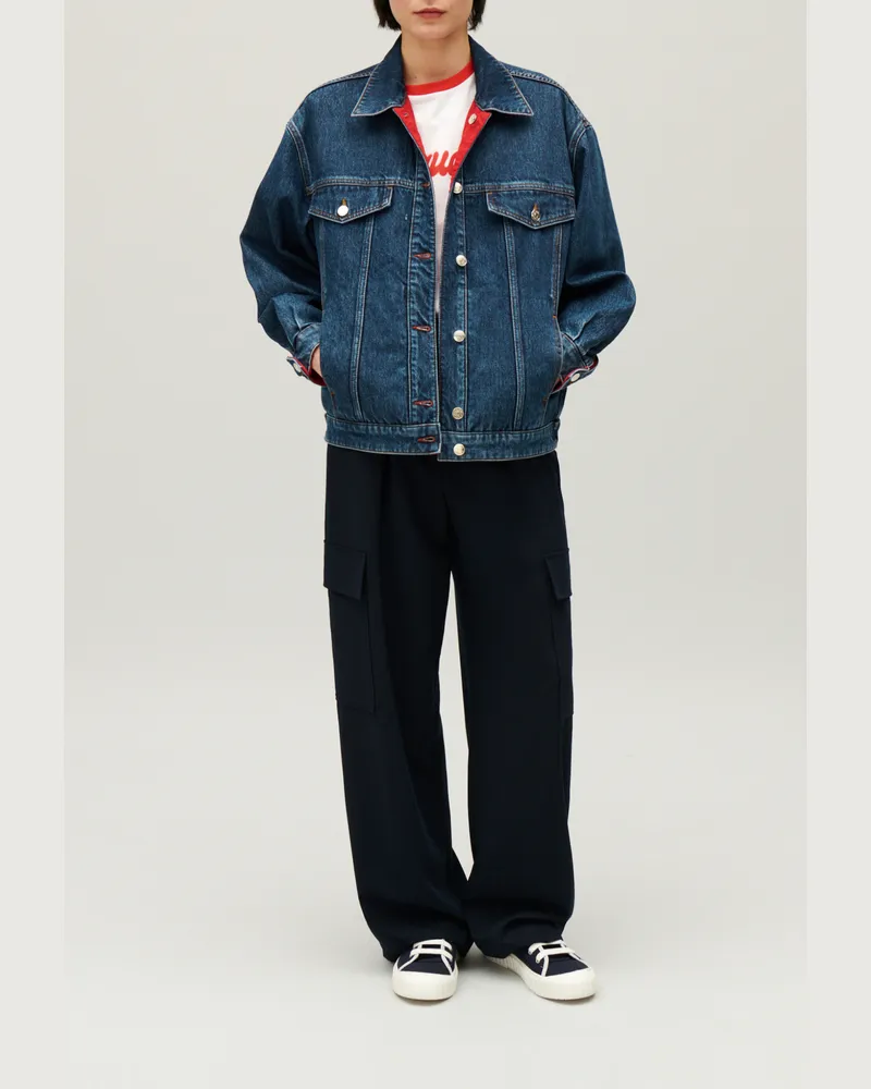 Claudie Pierlot Wendbare Jacke aus Denim Oversize Zweifarbig