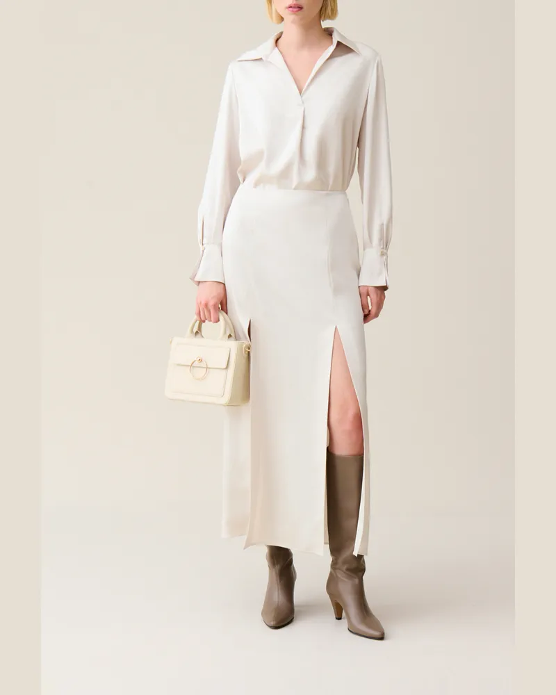 Claudie Pierlot Langer, fließender Faltenrock Beige