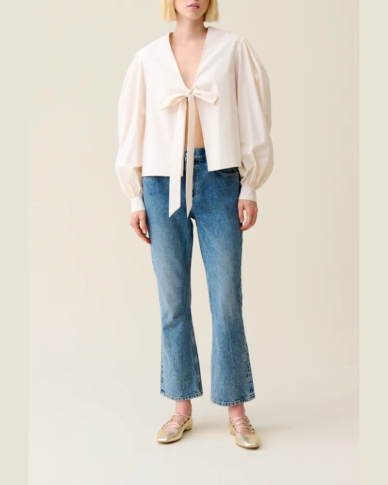 Claudie Pierlot V-Ausschnitt Bluse zum Binden Ecru