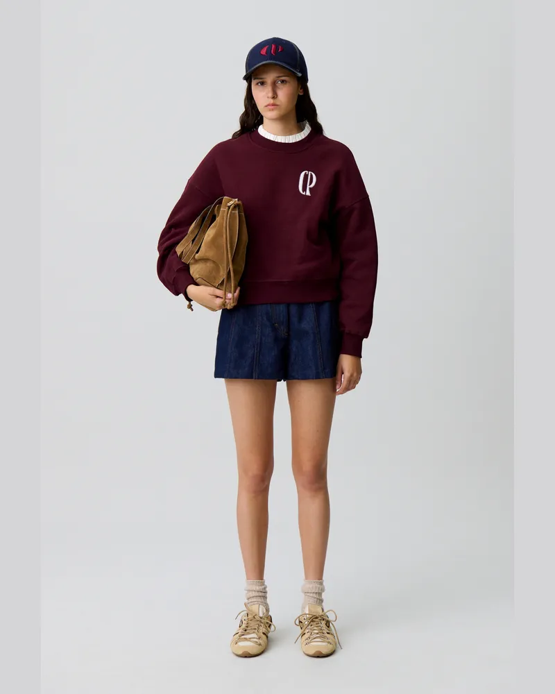 Claudie Pierlot Baumwoll-Sweatshirt mit Kragen Bordeaux