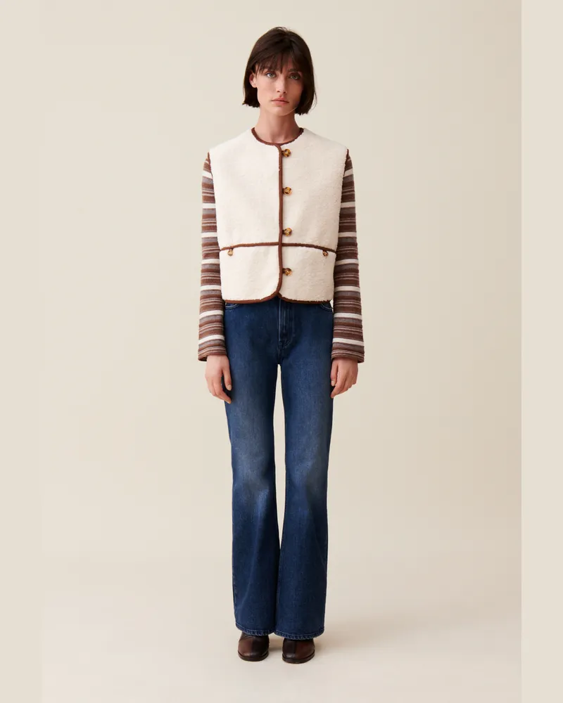 Claudie Pierlot Weste aus Kunstpelz ohne Ärmel Beige