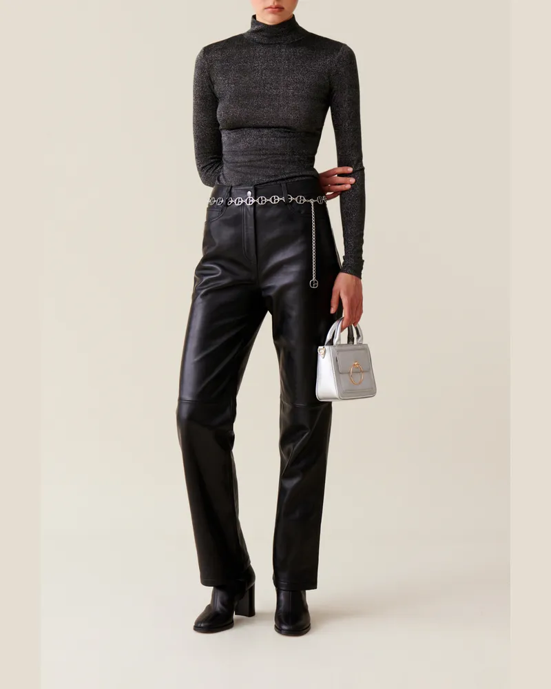 Claudie Pierlot Glitzernder Rollkragen-Longsleeve Schwarz