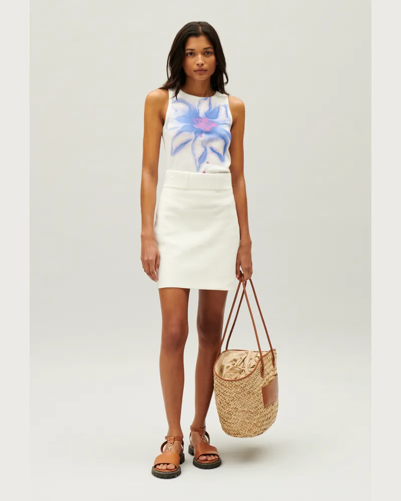 Claudie Pierlot Kurzer Rock mit hoher Taille Ecru