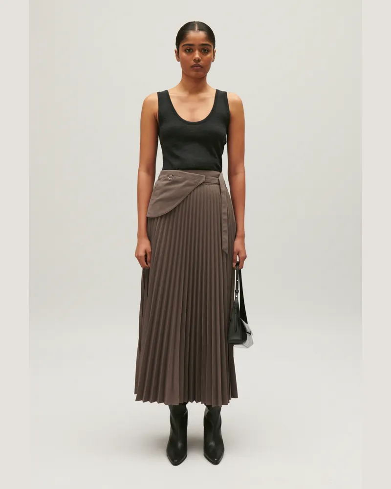 Claudie Pierlot Midirock mit Falten in Kastanienbraun Marron
