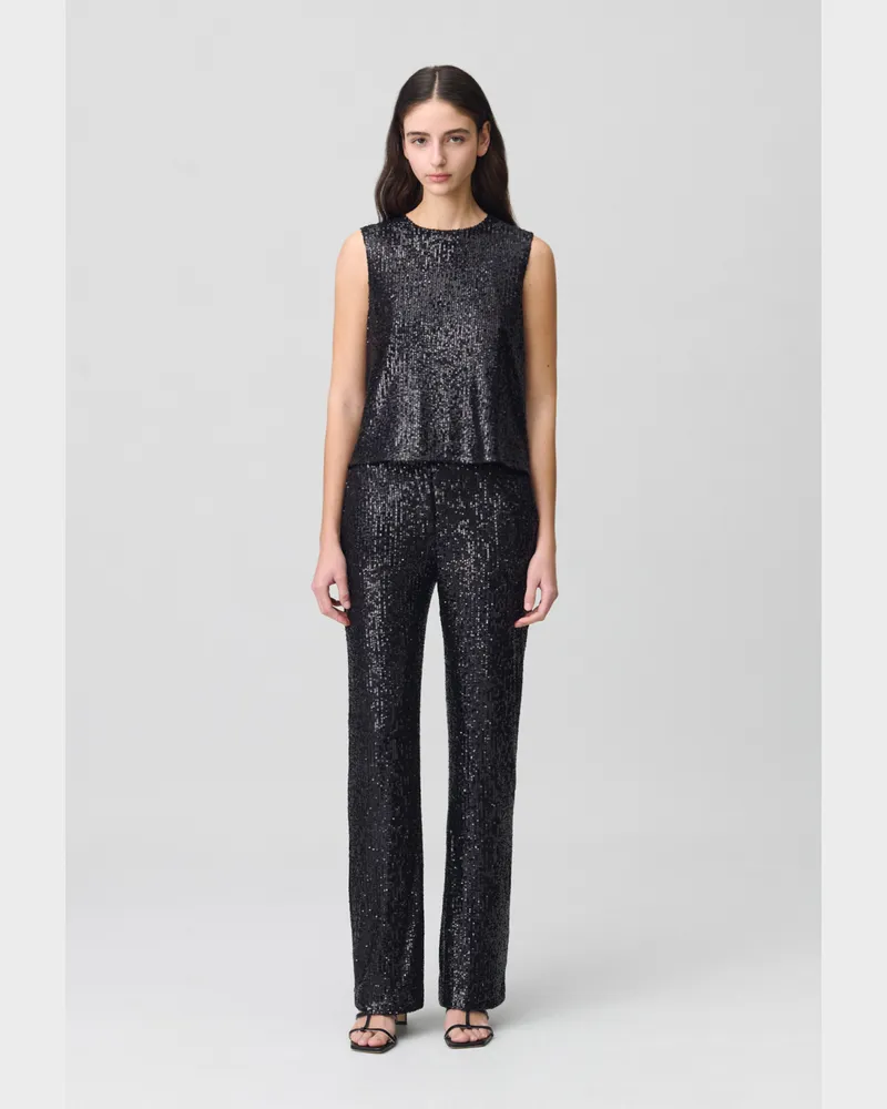 Claudie Pierlot Top mit Pailletten schwarz Schwarz