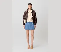 Popeline-Bluse mit Schluppenkragen