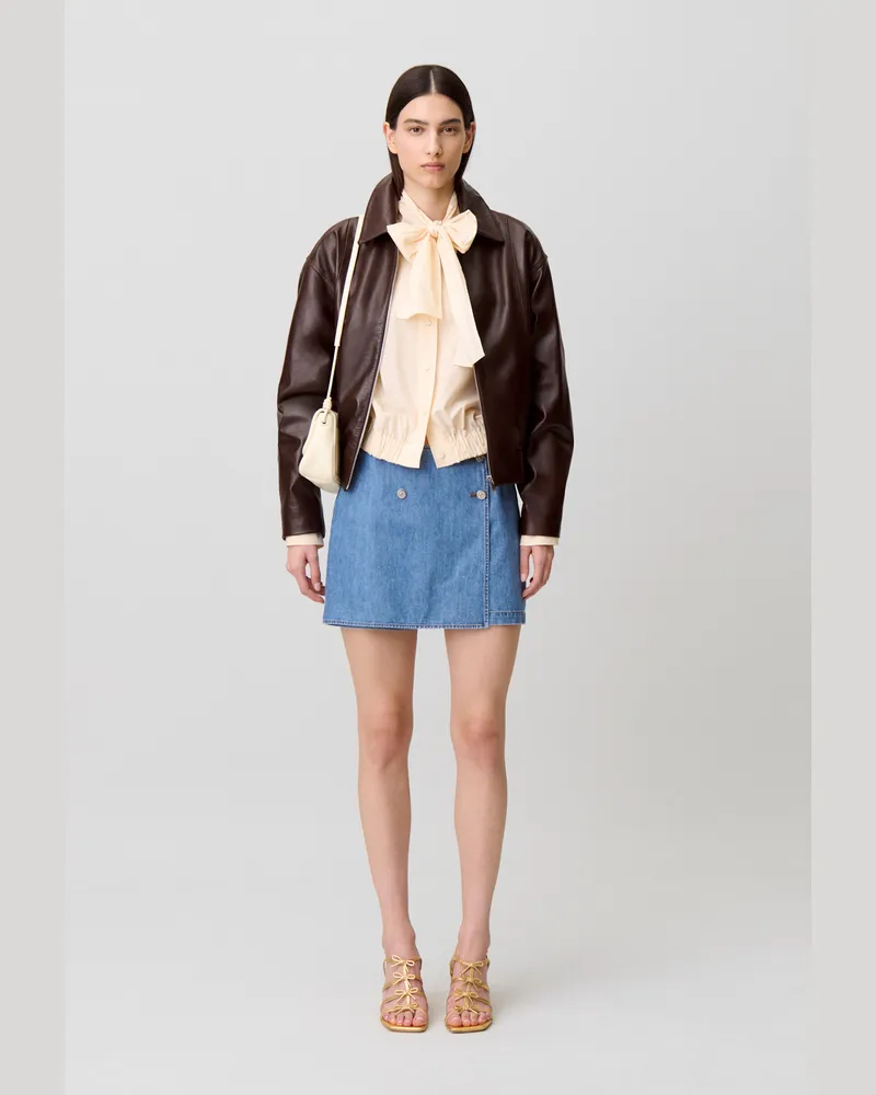 Claudie Pierlot Popeline-Bluse mit Schluppenkragen Vanille