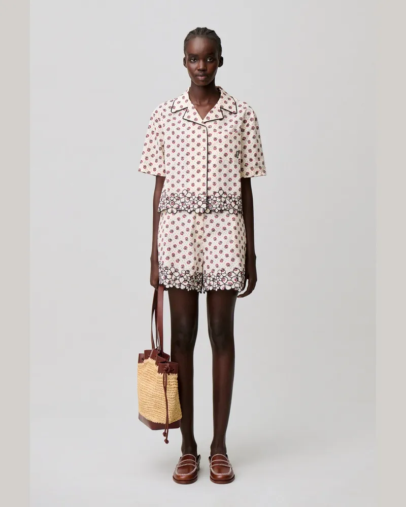 Claudie Pierlot Bestickte Baumwollbluse Heller