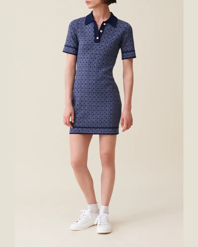 Claudie Pierlot Kurzes marineblaues Monogrammkleid Marine
