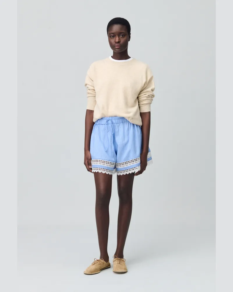 Claudie Pierlot Gestreifte Shorts mit Spitze Zweifarbig