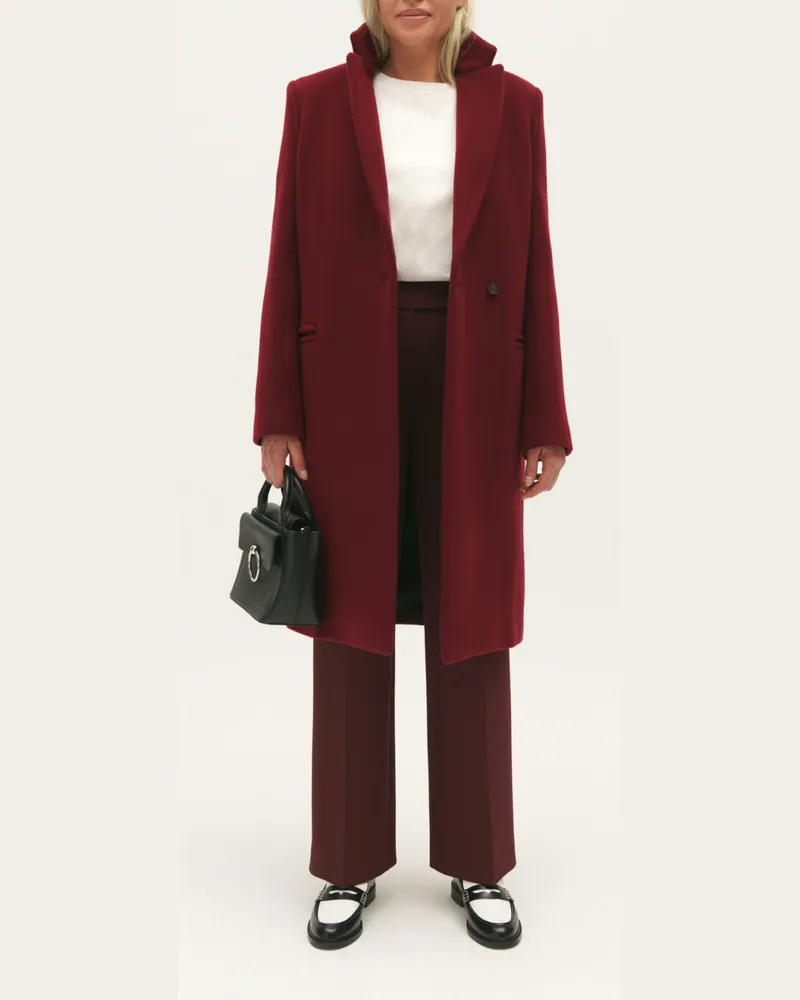 Claudie Pierlot Mittellanger Mantel aus Wollmischgewebe Bordeaux