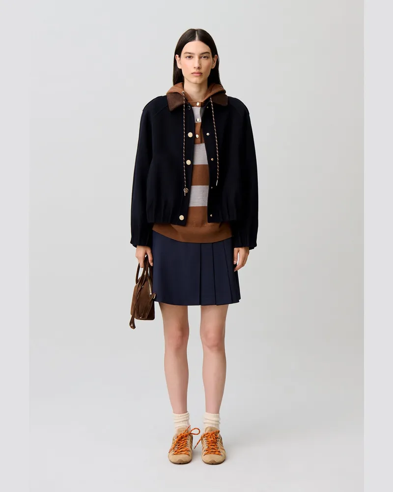 Claudie Pierlot Weiter Blouson, Golddruckknöpfe Marine