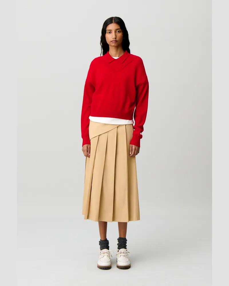 Claudie Pierlot Wollpullover mit V-Ausschnitt Rot