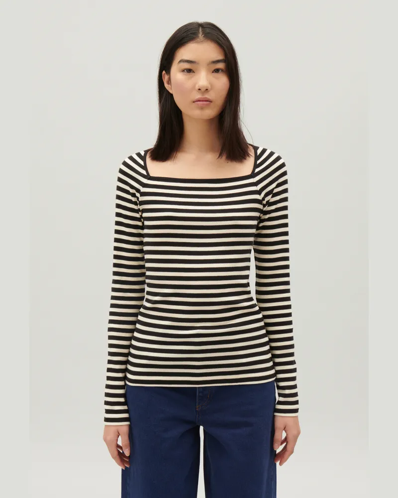 Claudie Pierlot Gestreiftes T-Shirt Zweifarbig