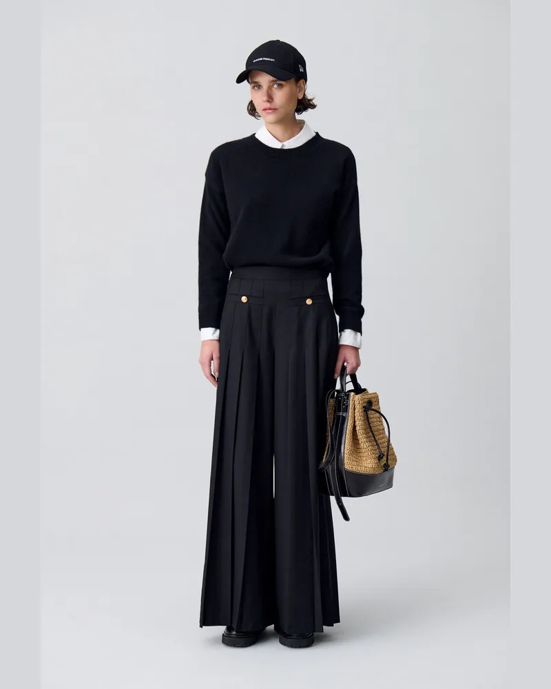 Claudie Pierlot Weite Hose mit Falten Schwarz