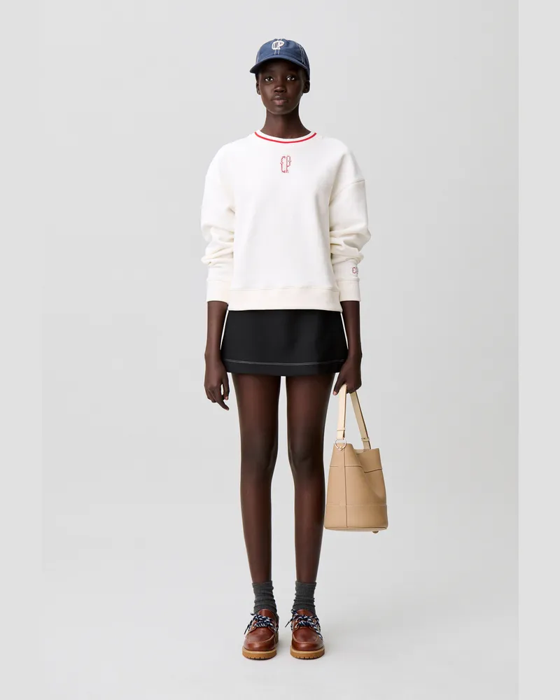Claudie Pierlot Sweatshirt mit CP-Stickerei Ecru
