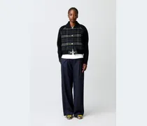 Gestreifter Materialmix-Blouson