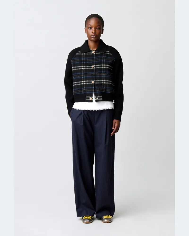 Claudie Pierlot Gestreifter Materialmix-Blouson Multico