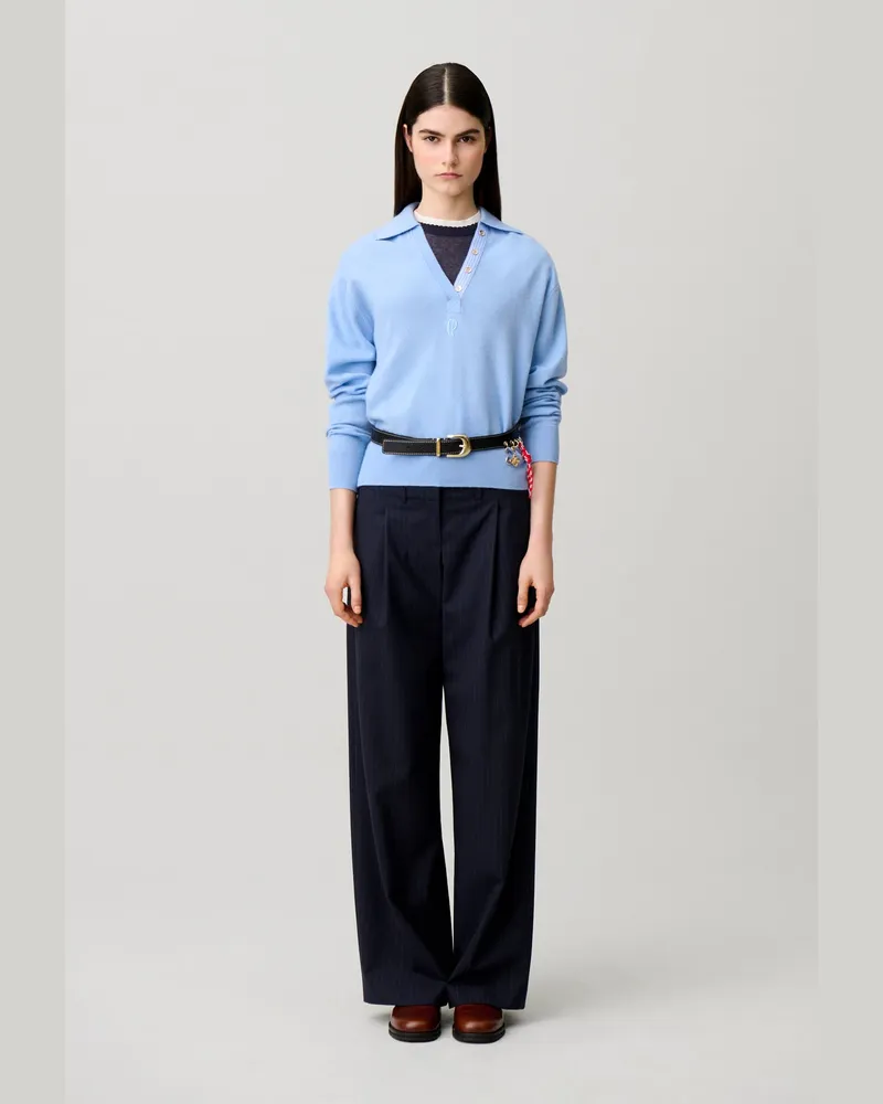 Claudie Pierlot Pullover aus Wolle und Kaschmir Himmel-blau