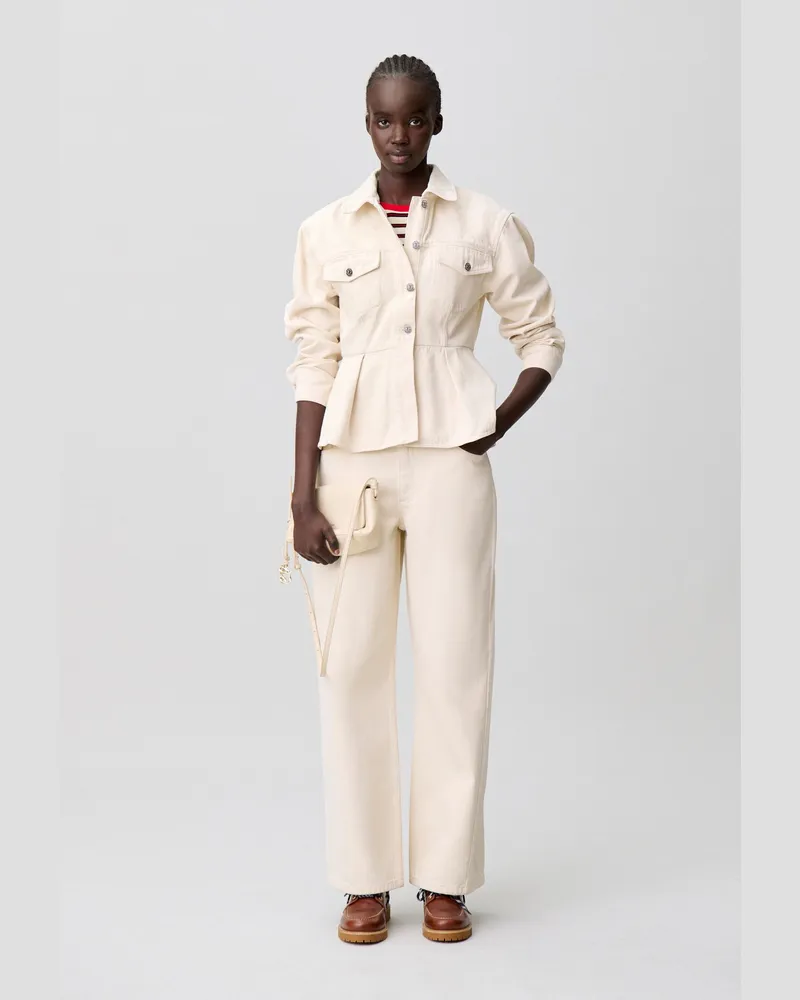 Claudie Pierlot Jeans-Blouson Ecru Langarm Denim