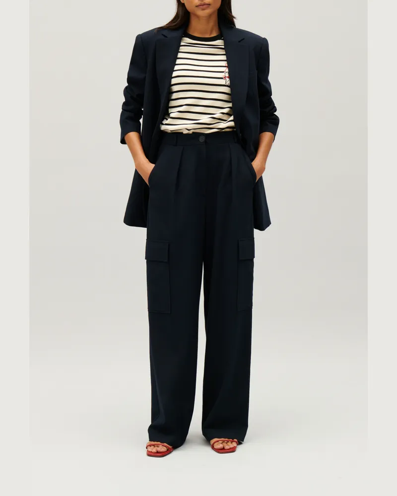 Claudie Pierlot Zweifarbig gestreiftes Matrosen-Shirt Zweifarbig