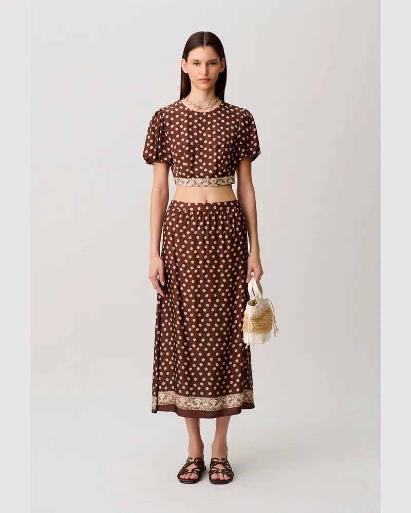 Claudie Pierlot Rückenfreies Satin-Top Dunkler