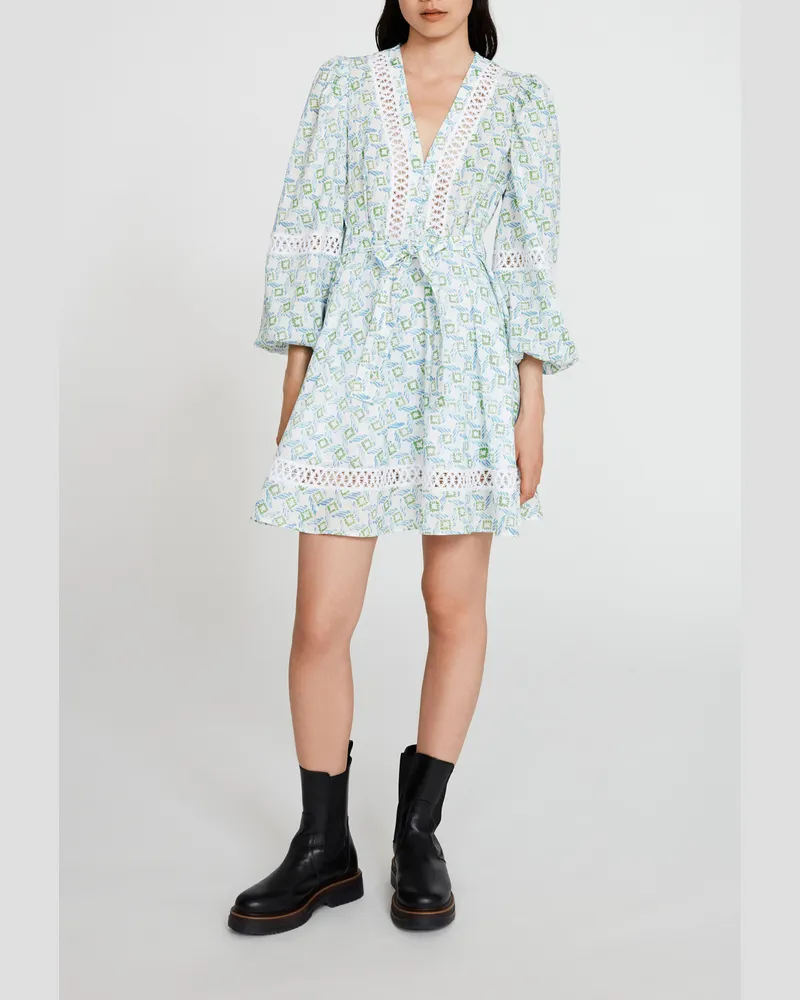 Claudie Pierlot Kleid mit Printmotiv und Spitzenborten Heller