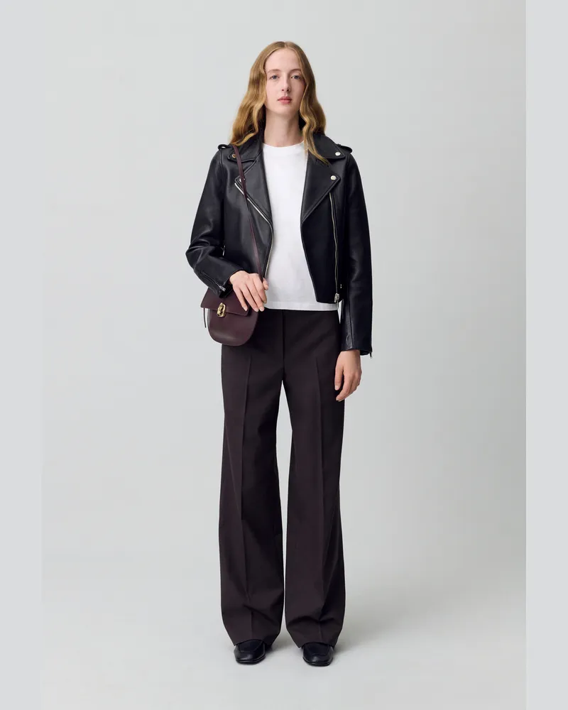 Claudie Pierlot Leder Jacke Schwarz