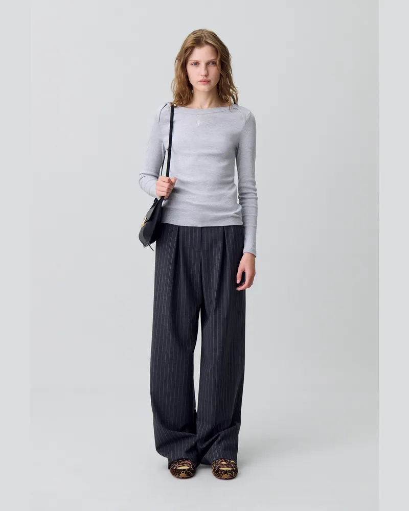 Claudie Pierlot Baumwoll-T-Shirt Grau