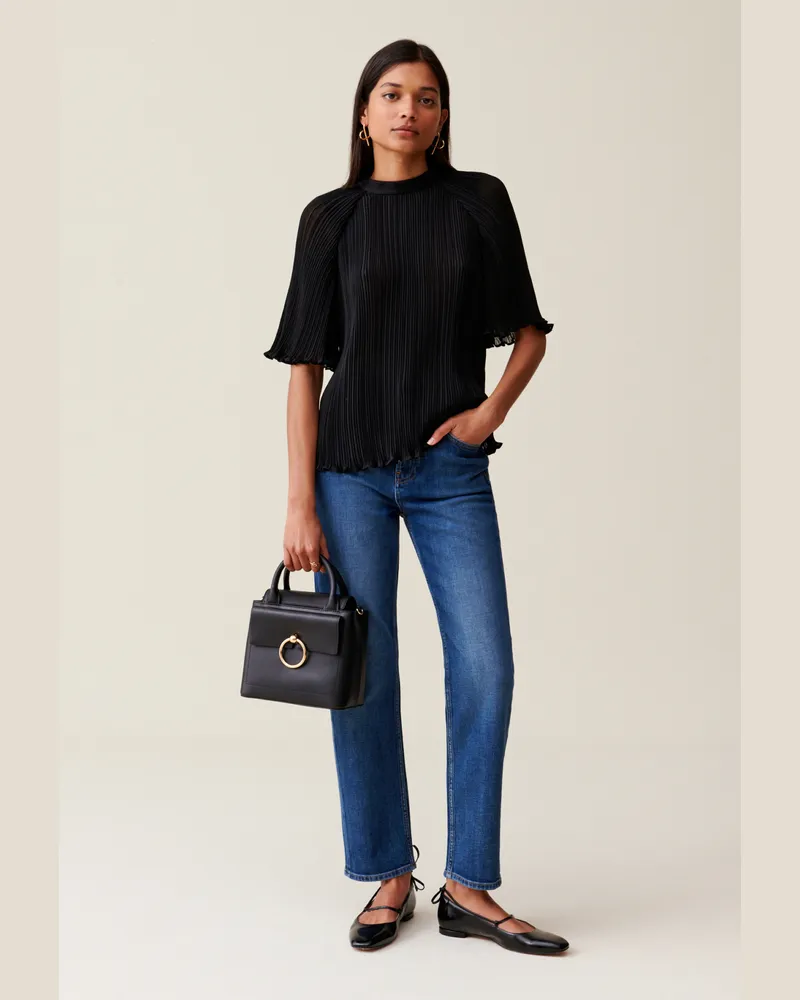 Claudie Pierlot Lockerer Plisseetop Schwarz