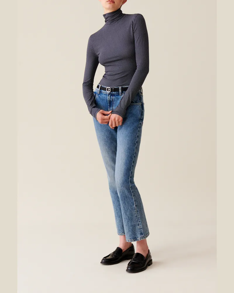 Claudie Pierlot Eng anliegender Rollkragentop Marine