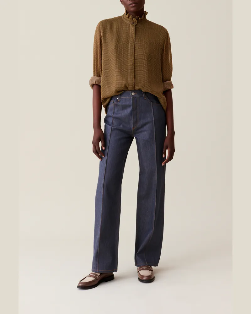 Claudie Pierlot Fließendes Hemd mit Karomuster Gelb