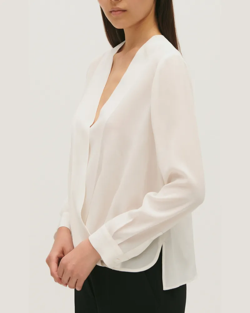 Claudie Pierlot Bluse mit V-Ausschnitt Ecru