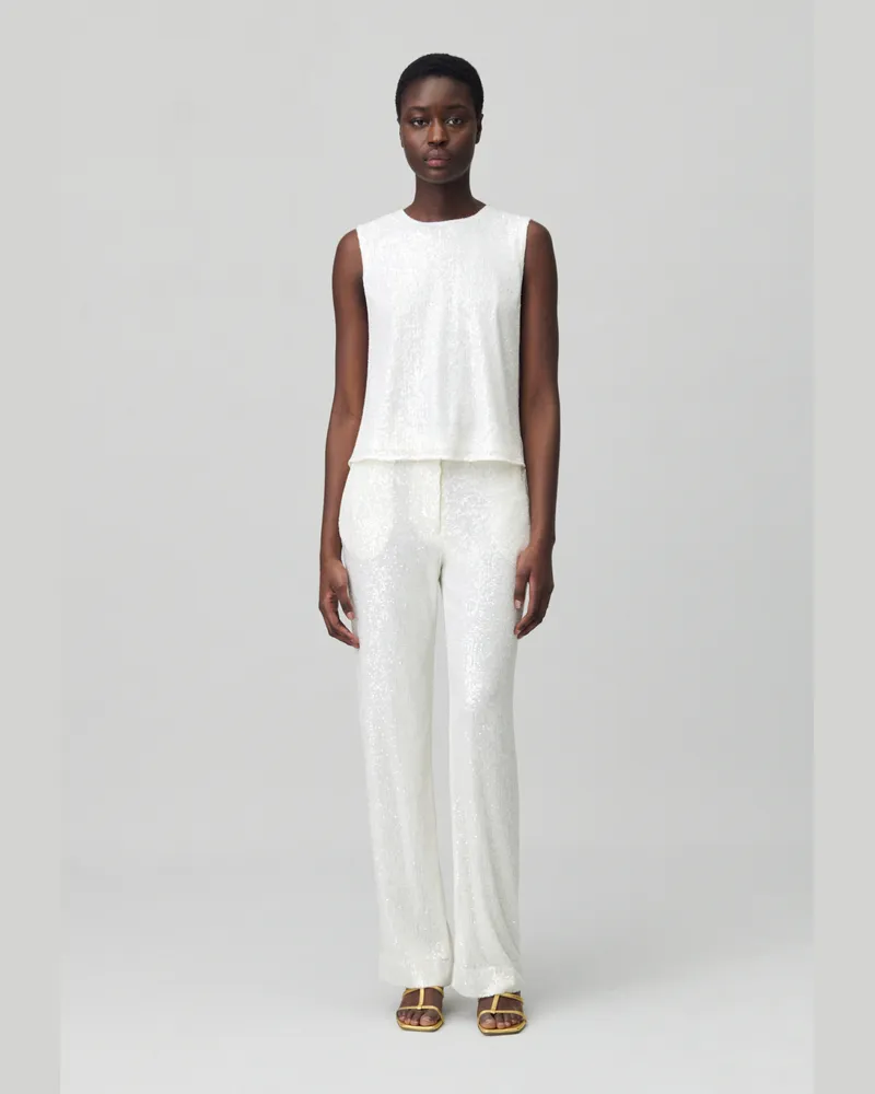 Claudie Pierlot Paillettenhose, weiß Weiß