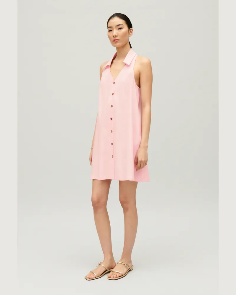 Claudie Pierlot Kurzes, geknöpftes Babydoll-Kleid Dragee