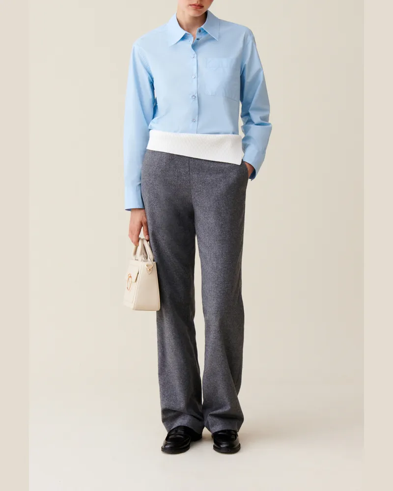 Claudie Pierlot Gerade Hose kontrastierender Gürtel Dunkel-grau