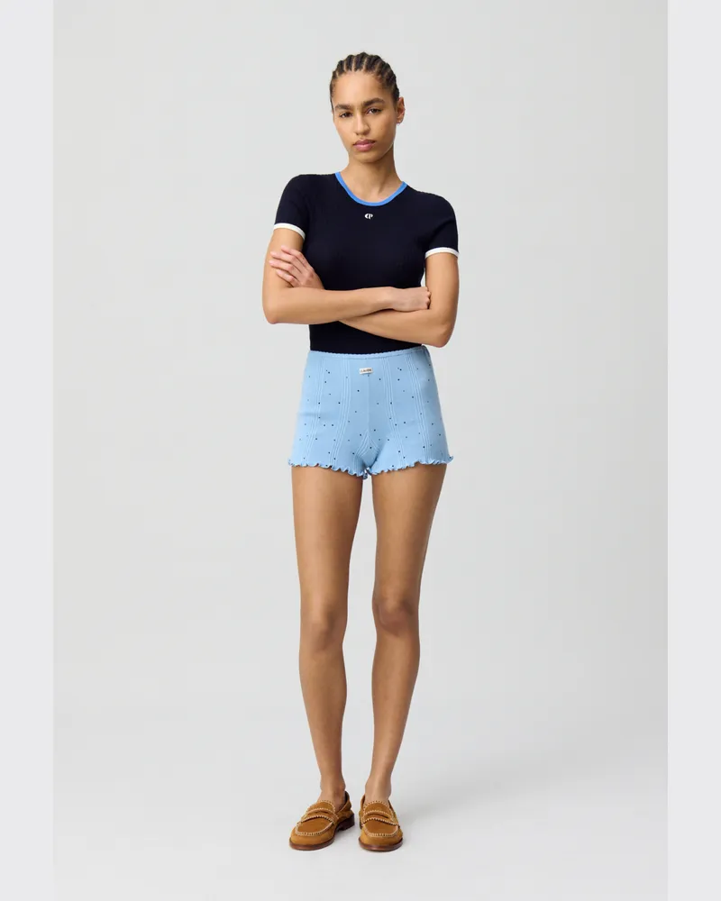 Claudie Pierlot Feinstrick-Shorts Bleu