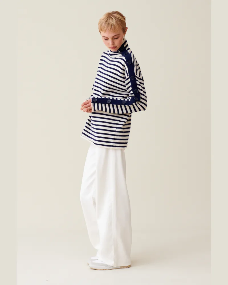 Claudie Pierlot Rollkragen-Seemannspullover Zweifarbig