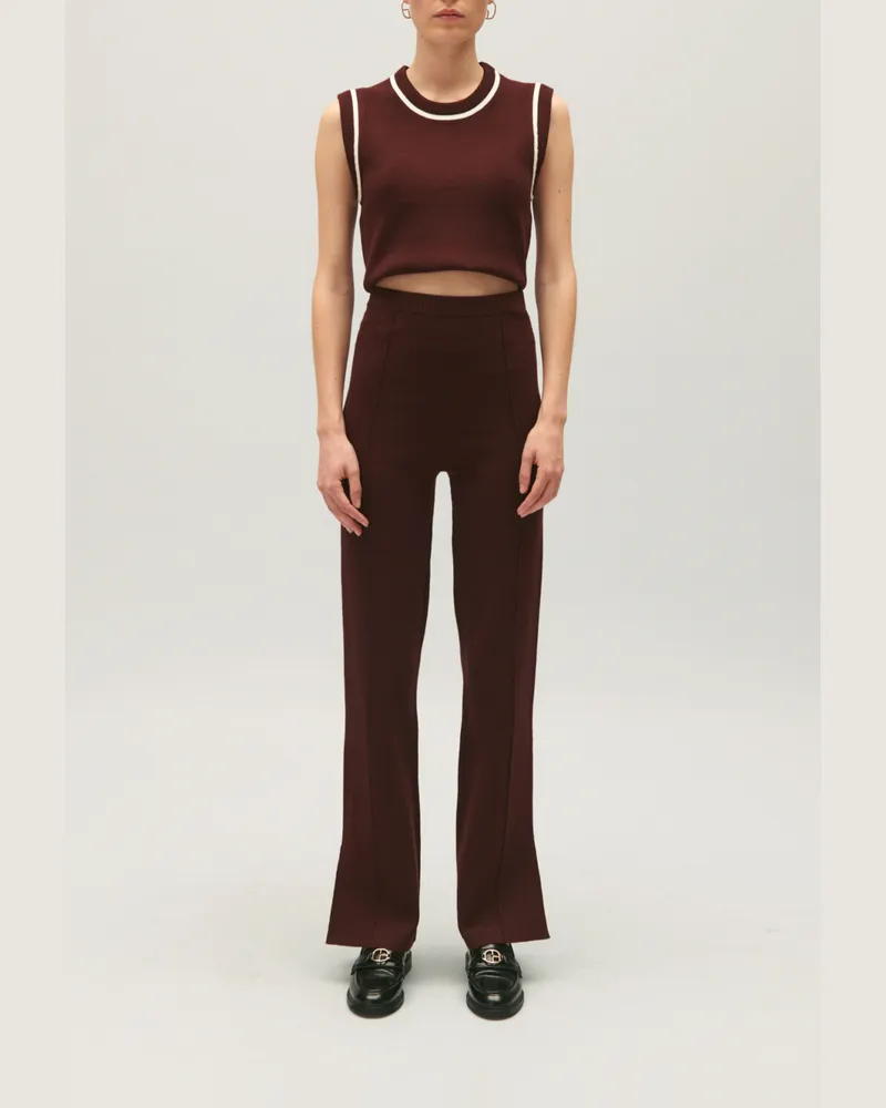 Claudie Pierlot Gerade Hose mit Knöchelschlitz Bordeaux