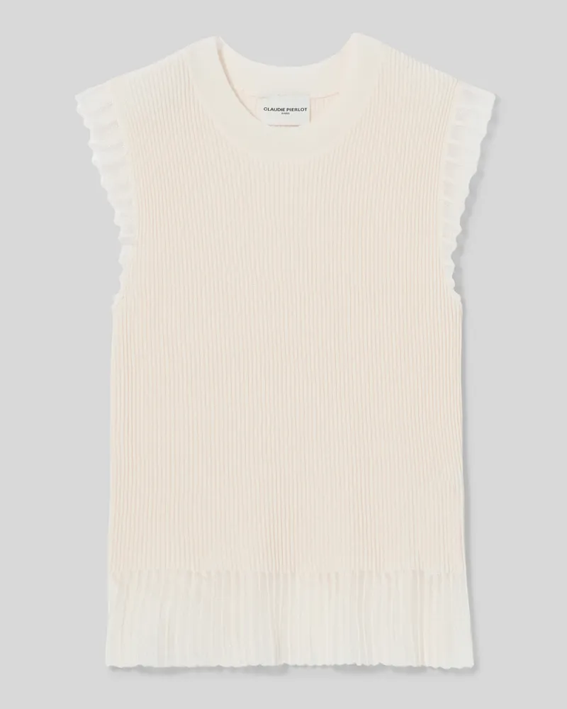 Claudie Pierlot Stricktop mit Stehkragen Ecru