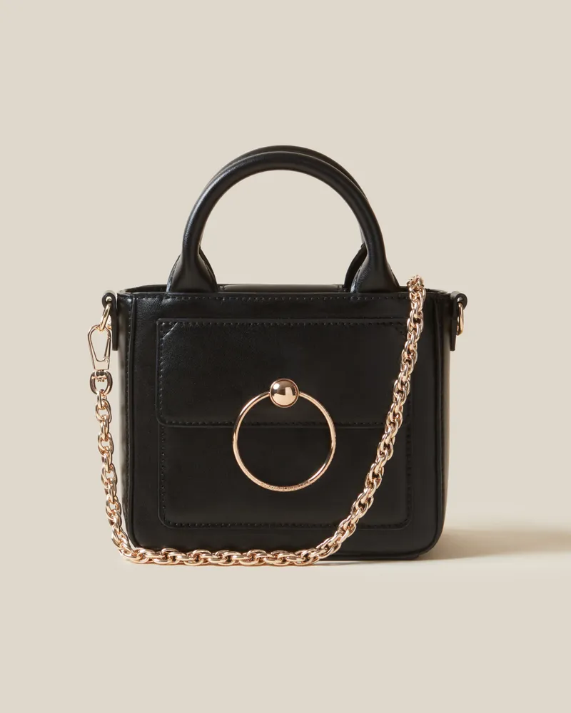 Claudie Pierlot Mini-Tasche Anouck Glattleder Kette Schwarz