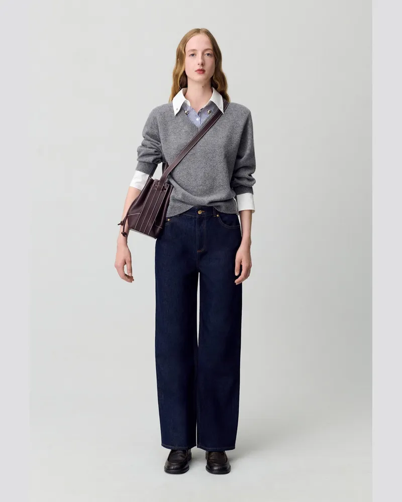Claudie Pierlot Pullover mit V-Ausschnitt Grau-meliert