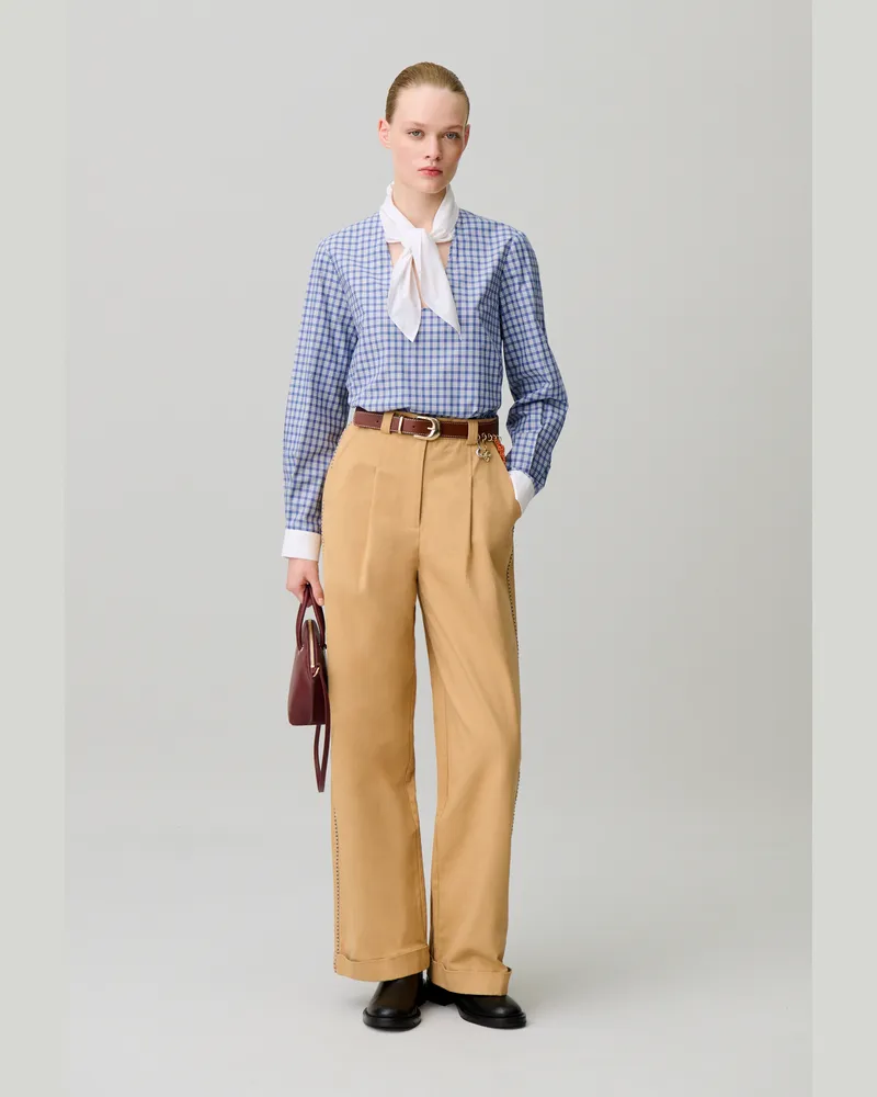 Claudie Pierlot Karierte Popeline-Bluse Multico