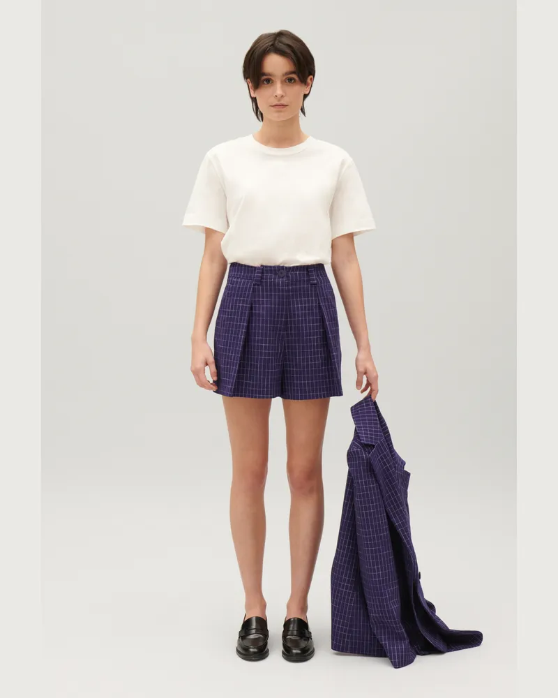 Claudie Pierlot Karierte Shorts Indigoblau Indigo