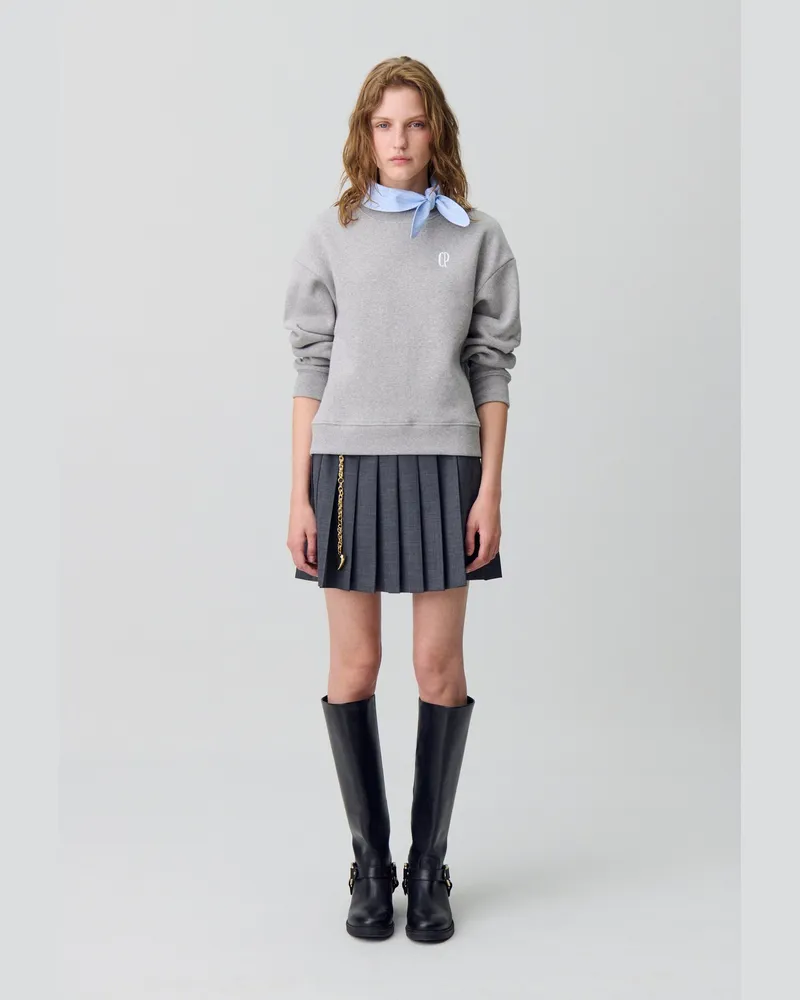 Claudie Pierlot Sweatshirt mit Schalkragen Grau-meliert