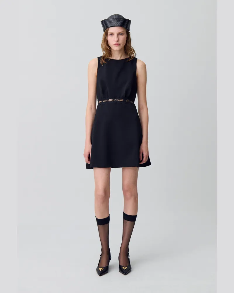 Claudie Pierlot Rückenfreies Spitzenkleid Schwarz